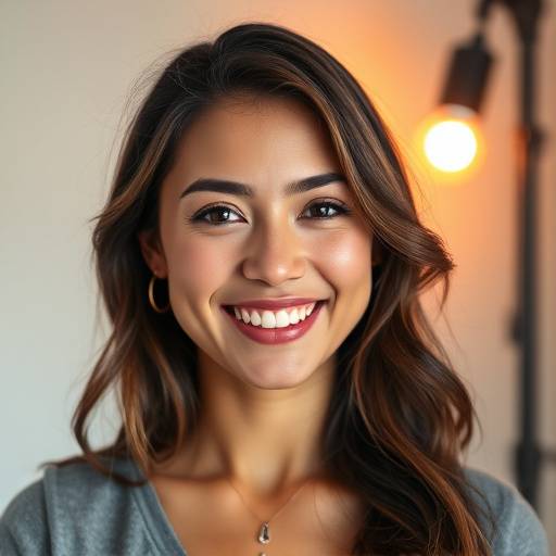 Portrait d'une femme souriante, prise en studio.